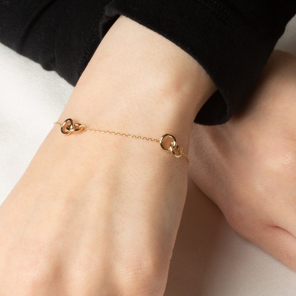 14K Solid Gold Intertwined Circle Link Eternity Bracelet